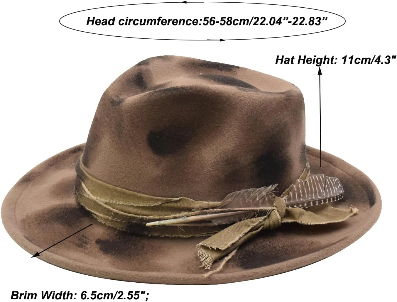 Womens & Mens Fedora Hats Vintage Wide Brim Felt Panama Rancher Hat
