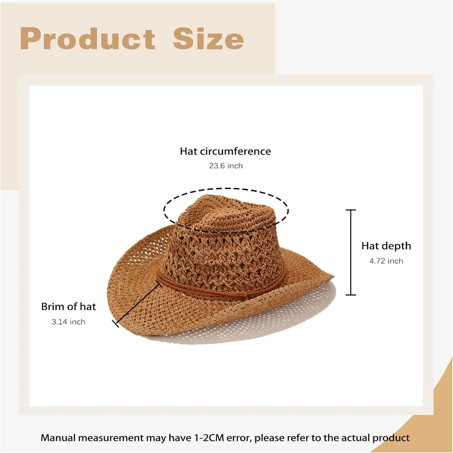 Womens Men Straw Cowboy Hat Foldable Wide Brim Summer Sun Hats Travel Vacation Lightweight Beach Cowgirl Hat