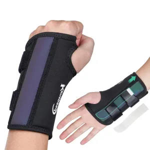 Wrist Brace Right Hand With Splints Adjustable Carpal Tunnel Wrist Brace Night Support Hand Stabilizer With Compression Sleeve Ideal For Wrist Pain, Carpal Tunnel, Tendinitis, Arthritis (Black-Right, M)